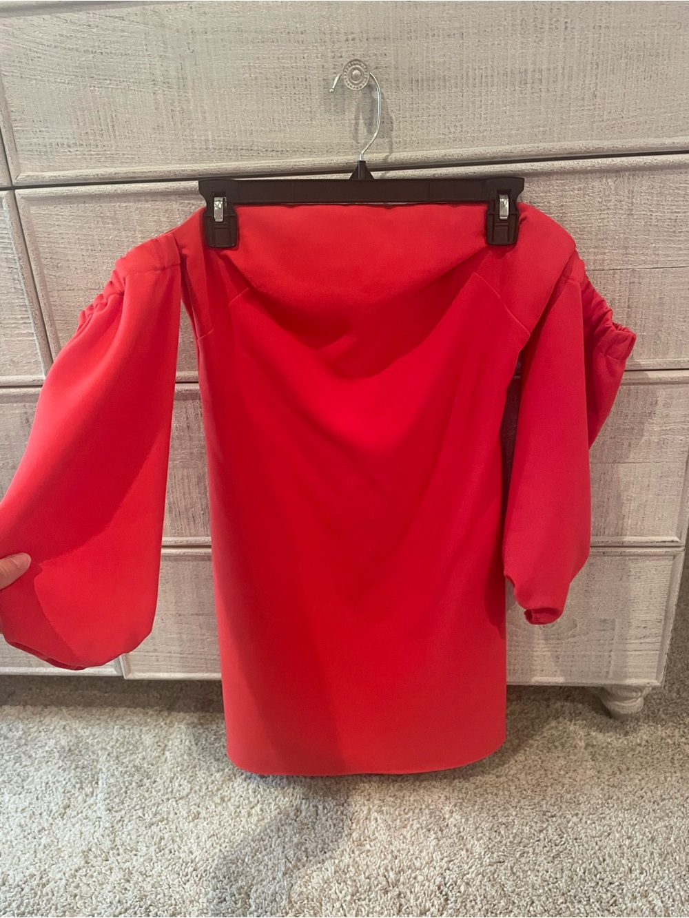 Likely Red Off-Shoulder Puff Sleeve Mini Dress